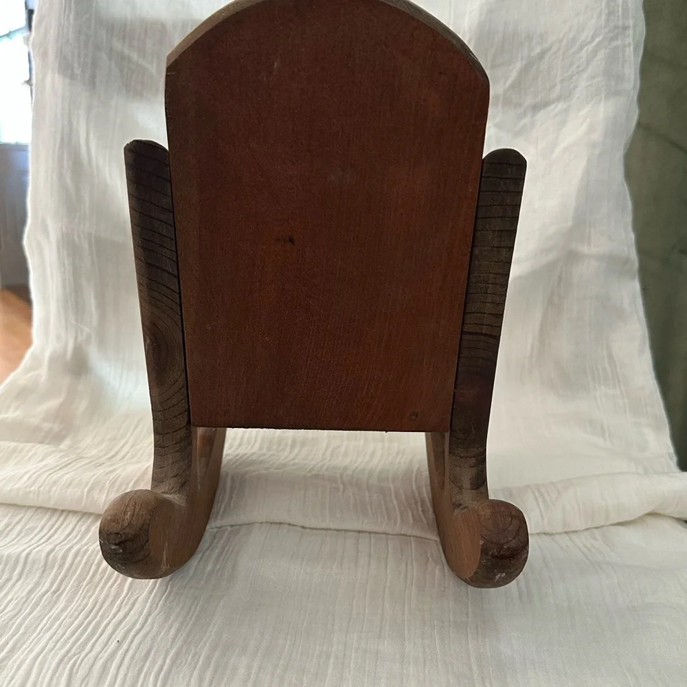 Vintage Wooden Rocking Chair Handmade Sturdy Construction - Picture 3 of 6